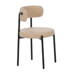 Medieval modern dining chair set, 4 pieces, round seat cushions, black metal legs, curved back kitchen dining chairs, suitable for restaurants and dining rooms, beige - Image 11