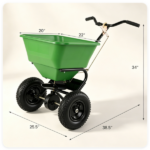 Green Heavy-Duty Walk-Behind Broadcast Lawn Spreader, 66 Lbs Capacity Adjustable Flow Control, Pneumatic Rubber Wheel Push Spreaders for Grass Seed Fertilizer Snow Salt - Image 9