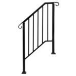 [Same Code 55022277 82359152]Artisasset Matte Black Outdoor 2-Step Iron Handrail - Image 11