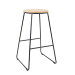 28"H Backless Stool Black Metal Base with Natural Wood Seat (Shipment from Walmart)