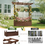 43.5*17.5*44.5 In Fir With Arched Lattice Raised Garden Bed Wooden Planting Frame Carbonized - Image 7