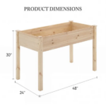 Raised Garden Bed - Cedar Planter with Non-Woven Liner, Bottom Drainage, 30-Inch Height, 48 x 24 x 30 in Sizes for Outdoor Plants Wood (Shipment from Walmart) - Image 2