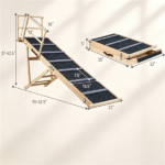 6-Level Adjustable Foldable Pet Ramp , Solid Pine Wood Non-Slip Dog Stairs with Side Rails, 145 lbs Heavy Duty Pet Step for Senior Dogs & Pets with Mobility Issues - Image 8