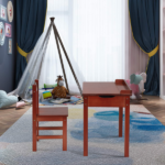 Flip Top Kids Table and Chair Set, Wood Activity Table Set with Storage Space for Arts Crafts, Dark Coffee - Image 14