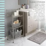 3 Shelves Tiered Bathroom Storage Rack in Satin Nickel - Image 6