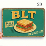 CIFbuy Vintage BLT Sandwich Metal Sign Rustic Green Toasted" Bread Wall Art 2D, Unframed Retro Food Kitchen Decor 2.8x4.5 Inch Green ikTok, Green ikTok, t Self-pickup Logiopics - Image 7
