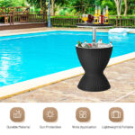 Black Outdoor Imitation Rattan Ice Cooler Side Table 8Gal 2-Height Adjustable with Drain Plug - Image 3