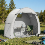 6.8x2.6FT Light Gray Arc Bicycle Storage Shed, 210D PU Silver Coated Oxford Cloth Bike Storage Tent with Fiberglass Frame - Image 15