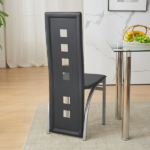 Same Code 02878244 5 Pieces Dining Table Set for 4, Kitchen Room Tempered Glass Dining Table, 4 Chairs, Black Table legs are silvery - Image 16