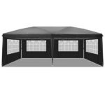 10'x20' Instant Pop Up Canopy Tent Black, 6 Panels 2 Doors 4 Mesh Windows, 28/22mm Powder Coated Steel Frame, 10x20mm Crossbar, 210D Oxford Folding Outdoor Tent with Carry Bag No Sandbags - Image 17