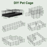 Modular Metal Small pet exercise pen DIY Multi Shape Layout, Metal Pet Enclosure Multi Tier L Square Rectangular Setup, Waterproof Protective Mat Small Animal Indoor Outdoor Cage - Image 10