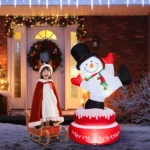 4.8FT Lighted Christmas Inflatable Decoration, Large Rotating Snowman with Motor, Funny Blow Up Yard Decorations with Built-in LED Lights for Holiday Party Front Yard Lawn Garden Decor - Image 9