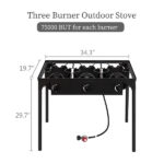 Outdoor Camp Stove High Pressure Propane Gas Cooker Portable Cast Iron Patio Cooking Burner (Three Burner 225000-BTU) - Image 5