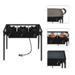 Outdoor Camp Stove High Pressure Propane Gas Cooker Portable Cast Iron Patio Cooking Burner (Three Burner 225000-BTU) - Image 6