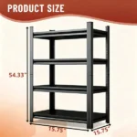 4-Tier Adjustable Metal Storage Shelving Unit, Black Heavy Duty Kitchen Organizer for Home Space Saving - Image 8