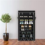 10 Tiers Shoe Rack with Dustproof Cover Closet Shoe Storage Cabinet Organizer Black - Image 7