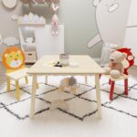 Kids Table and 2 Chairs Set, 3 Pieces Toddler Table and Chair Set, Wooden Activity Play Table Set (Lion&Monkey)-Does not support self pick up - Image 16