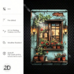 CIFbuy Vintage Rustic Window Flower Metal Wall Art, Farmhouse 2D Flat Iron Panel Sign, Waterproof Rustproof Home Decor 7.9x11.9in TikTok, TikTok, n Self-pickup Logiopics - Image 3