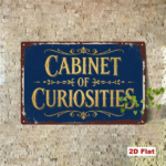 CIFbuy Vintage Blue & Gold Metal Sign, Cabinet Of Curiosities Wall Art, Classic English Slogan, Ornate Acanthus Scroll Home Decor, 2D F TikTok, TikTok, 2D F Self-pickup Logiopics - Image 8