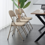 4pcs Elegant Foldable Iron & PVC Chairs for Convention & Exhibition Light Brown - Image 21