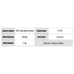 HD-1861-A 110V 1200W 1.8L Electric Glass Kettle US Plug - Image 45