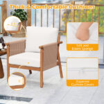 White Boho Patio Acacia Wood Chair with Woven Rope Armrests, Cushioned Outdoor Accent Chair for Porch Balcony - Image 7