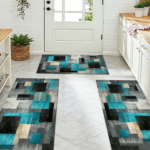 Three-piece kitchen rug set, non-slip and washable, abstract pattern kitchen hallway rug, soft and comfortable, suitable for sinks, floors, entrances, hallways and bathrooms. - Image 10