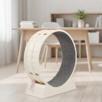 80*34*86CM, Off-white PP track connector assembly, circular design with gray carpet + 1 cat teaser stick, 15kg cat treadmill - Image 3