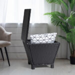 Outdoor PE Wicker Side Table with Storage, Small Patio Storage Bin Container for Hose Cushion Towel, Black - Image 14
