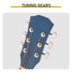 Blue 41-inch Dreadnought barrel-shaped cutaway acoustic guitar with pick, strings, capo, gig bag, tuner, wrench tool, and shoulder strap - Image 6