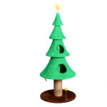 59in Large Tall Christmas Tree Cat Tower with 2 Cat Condos & Scratching Post, Soft Fleece Cat Tree with Teaser Toy & Sturdy Base & Built-in Openings for Indoor Cats, Green - Image 10