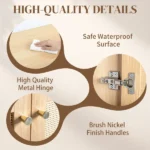 2-Door 3-Tier Toilet Cabinet Particleboard Melamine-Faced Bathroom Vanity Bathroom Cabinet with Rattan Surface 23.62*8.66*66.93in Natural Wood - Image 16