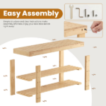 27-In Bamboo Shoe Rack & Bench, 3-Tier 280 lb Capacity Storage Organizer for Entryway, Living Room, Balcony, Wood - Image 2