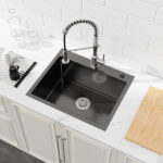 Stainless Steel Kitchen Sink, 23″x19″ Single Bowl, Overmount Handmade Sink in Black, with US Standard Drain and Hook[Unable ship on weekends, TK/TEMU only for pickup, only TX10643 warehouse supports GOFO] - Image 9