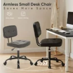 Ergonomic PU Leather Desk Chair, Armless Rolling Chair with Thickened Cushion for Small Spaces,black(Shipment from Walmart) - Image 5