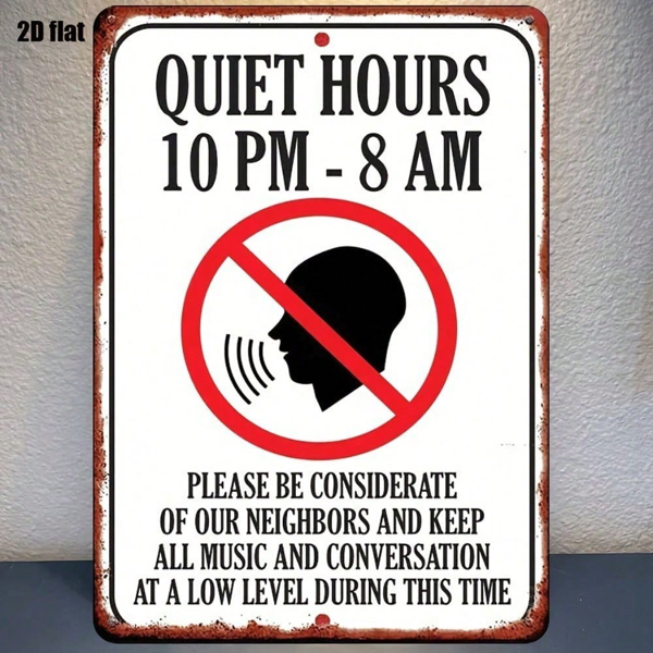 15d54ffe-8720-4ed2-8881-23cdd5d9a48a.png CIFbuy 1pc Quiet Time Sign 10 PM To 8 AM, 2D Flat Metal Silent Reminder Plaque, Decorative Wall Art For Bedroom, Bar, Garage, Garden & TikTok, TikTok, Decorative Wall Art For Bedroom, Bar, Garage Self-pickup Logiopics - Image 1