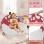 Pink + Beige Kids Sofa, Soft Teddy Fleece Foam Couch with Carry Handle & Removable Machine-Washable Cover - Image 9