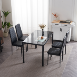 4pcs Elegant Assembled Stripping Texture High Backrest Dining Chairs Black Replace encoding 13028198-18410366 - Image 50