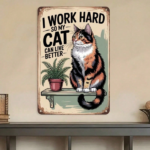 CIFbuy Cat Lover Gift 2D Flat Wooden Sign, I" Work Hard So My Cat Can Live Better, Tiger Stripe Cat Pattern Decorative Plaque, Tiger Stripe Cat Pattern Decorative Plaque, Waterproo Sign, I Work HaikTok, Sign, I Work HaikTok, t Self-pickup Logiopics - Image 4