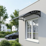 Awning for Door Entrance with Drainage Sink, 40x48 Inch Window Canopy Exterior, UV Rain Snow Protection for House Porch Patio Deck, Black Bracket & Brown Board - Image 19