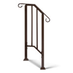 Handrails for Outdoor Steps, Iron Handrail Fits 1 Step, Transitional Handrail with Installation Kit, Copper