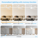 44 inch Ceiling Fans with Lights, Large Air Volume Ceiling Fans with Reversible Quiet DC Motor and Remote, 5D-W5[Unable ship on weekends, TK/TEMU only for pickup, only TX10643 warehouse supports GOFO] - Image 8