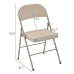 4pcs Elegant Foldable Iron & PVC Chairs for Convention & Exhibition Light Brown - Image 3