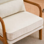 Same Code 44651052 Oak Armrest Oak Upholstered Single Lounge Chair Indoor Lounge Chair Off-White - Image 26