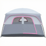 6 Person Outdoor Camping Tent, Waterproof Windproof Easy Setup, Double Layer Family Camping Tent with 1 Mesh Door & 5 Large Mesh Windows, Gray - Image 2