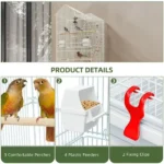 62" Rolling Metal Birdcage with Rolling Stand and Castor Wheels, Large Parrot Cage with 3 Perches and 4 Feeders, Slide-Out Tray, White (Shipment from Walmart) - Image 5