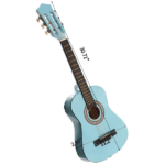 Sky-blue color 30-inch Round Acoustic Guitar with Picks, Strings, Capo, Case, Tuner, and Strap - Image 2