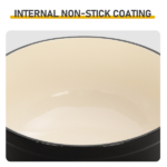 Cast iron 7.5QT cooking pot - Pure black - includes two silicone gloves - Enamel pot - Image 10