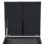 Outdoor PE Wicker Side Table with Storage, Small Patio Storage Bin Container for Hose Cushion Towel, Black - Image 4