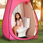 Portable Outdoor Pop-up Toilet Dressing Fitting Room Privacy Shelter Tent Pink - Image 12